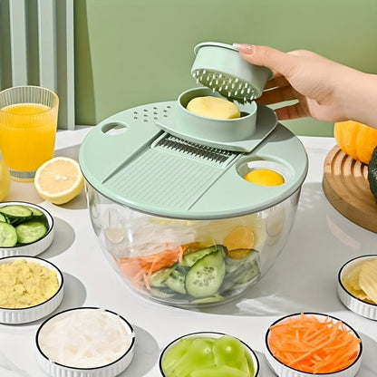 Versatile Salad Spinner with Multi-Cutting Inserts for Effortless Meal Prep
