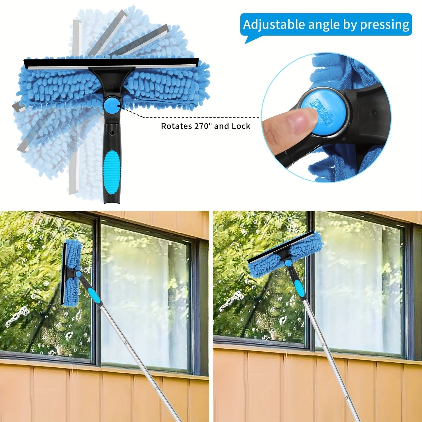 Telescopic Window and Glass Cleaning System – 2-in-1 Crystal Clear Cleaner