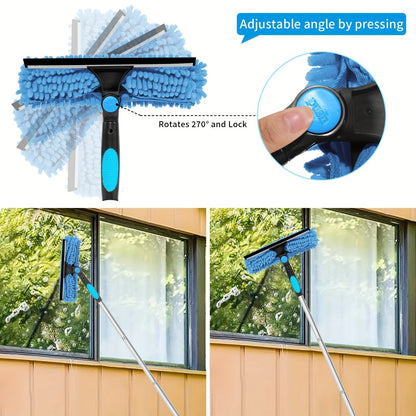 Telescopic Window and Glass Cleaning System – 2-in-1 Crystal Clear Cleaner
