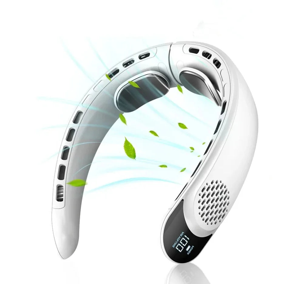 Portable Neck Fan with 4-Speed Turbo Airflow | Rechargeable 4000mAh Battery | Bladeless Design with LED Display