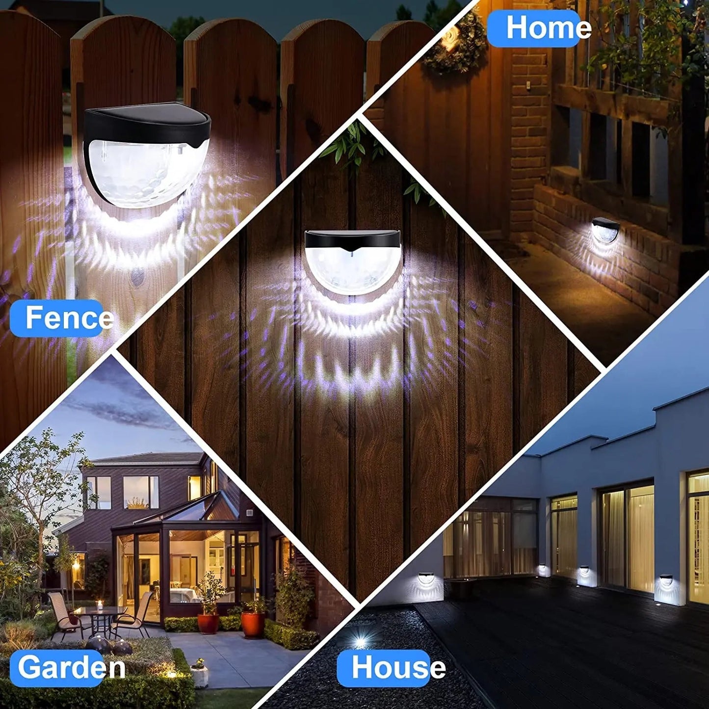 Solar Wall LED Light | Waterproof IP65 | Light Sensor | 6 LEDs | Perfect for Fence & Garden