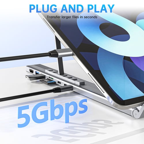 8-in-1 Hub and Laptop Riser Stand