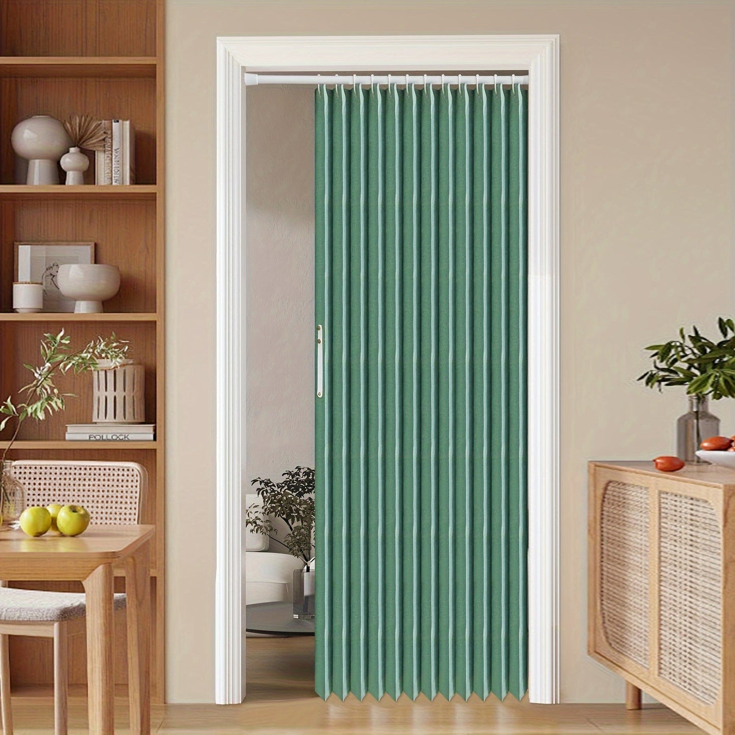 Colorful Magnetic Folding Curtain for Doors – Space-Saving Divider, Washable Polyester