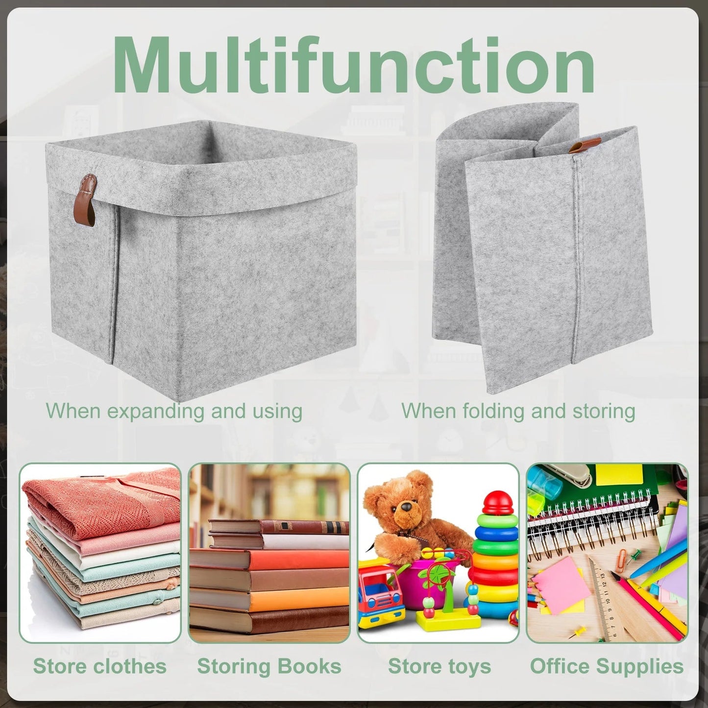 6-Piece Felt Storage Basket Set | 12L Foldable Organizers for Home & Closet