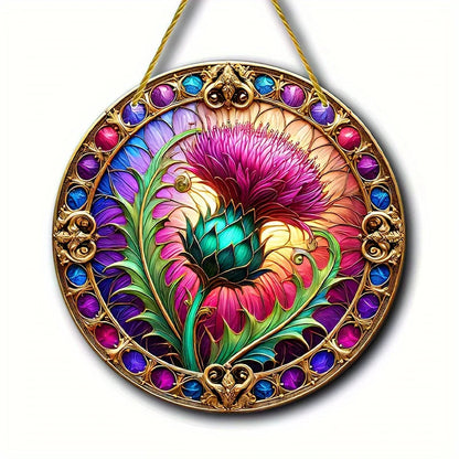 Acrylic Window Hanger | Floral Sun Catcher | Round Winter & Christmas Decor