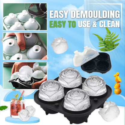 Elegant Floral Ice Cube Maker with 4 Compartments