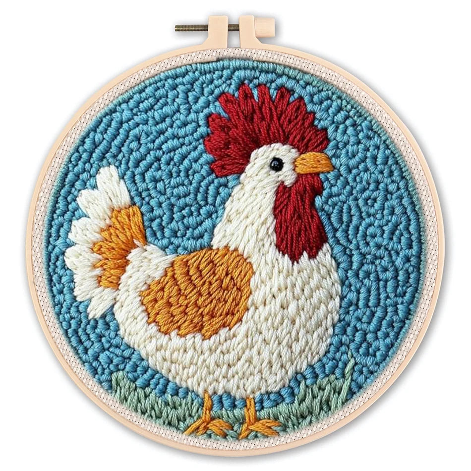 Animal-Themed Punch Needle Kit | DIY Starter Set with Yarn & Hoop | Beginner Embroidery Set
