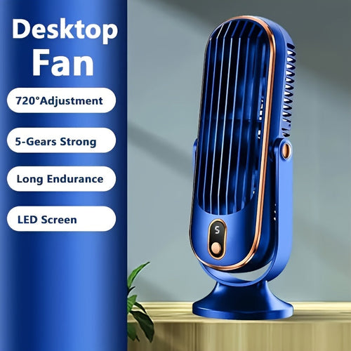 Compact 5-Speed Air Circulator & USB Desk Fan with Battery
