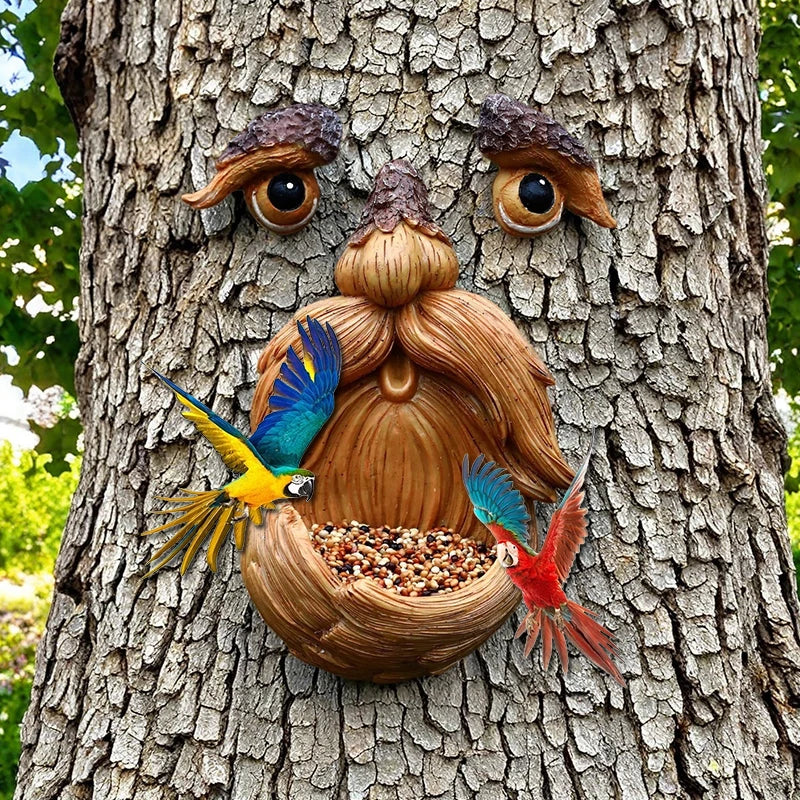 Garden Decoration Birdhouse with Face and Glowing Eyes - Weatherproof