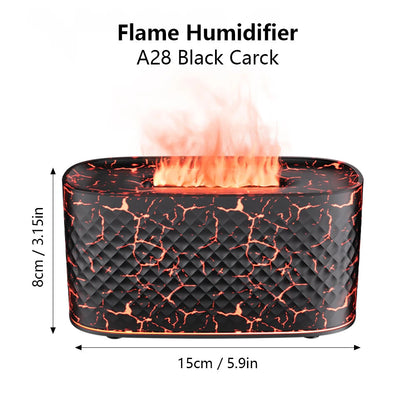 Ultrasonic Humidifier with LED Flame Effect, Timer & Auto Shut-Off - USB 5V Aromatherapy Diffuser