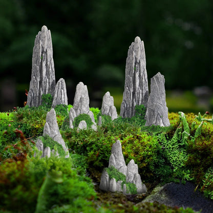 Miniature Rock Decorations Set - 8-Piece Resin Landscape & Desk Decor