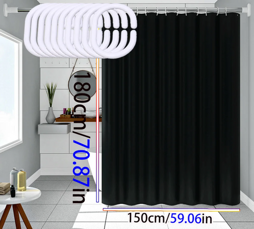 Waterproof Black Shower Curtain – Eco-Friendly Stylish Design