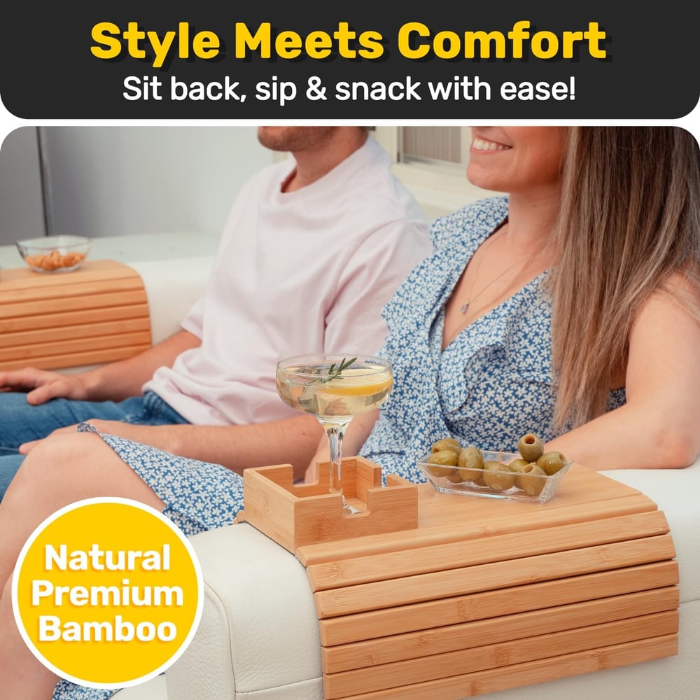 Sleek Sofa Side Tray | Drink Holder & Organizer for Armrests