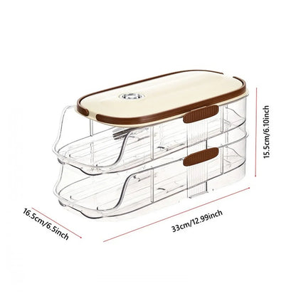 Rolling Refrigerator Egg Holder | Stackable Transparent Storage Box with Lid