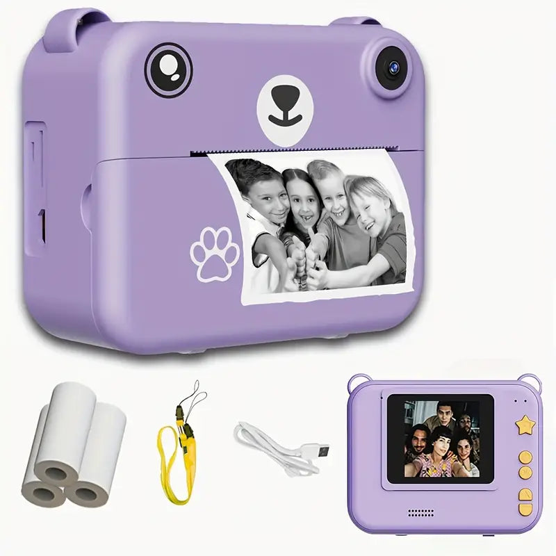 Compact Instant Camera for Kids - 1080P HD, Photo & Video, Includes Print Paper & USB Charger