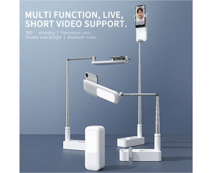 Versatile 3ft Smartphone Mount with 360° Rotation & Lighting