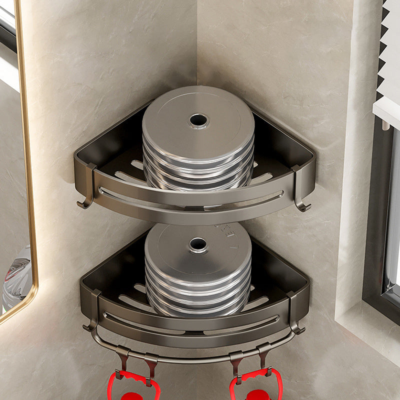 Modern Grey Bathroom Accessory Set with Aluminum Shelf