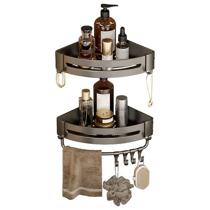 Modern Grey Bathroom Accessory Set with Aluminum Shelf