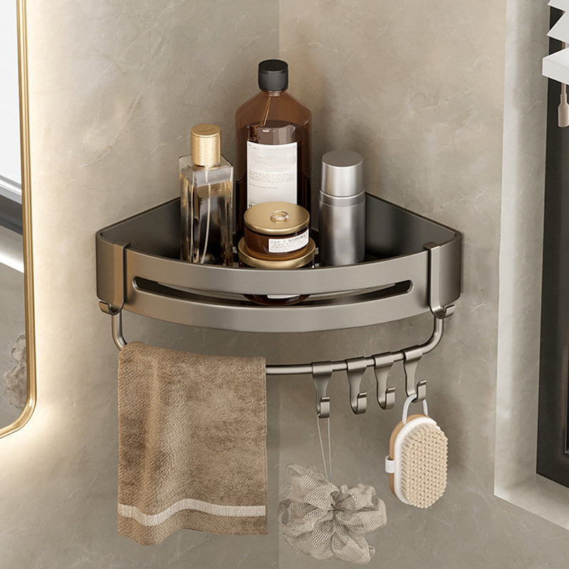 Modern Grey Bathroom Accessory Set with Aluminum Shelf