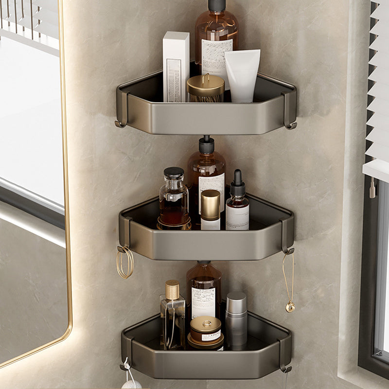 Modern Grey Bathroom Accessory Set with Aluminum Shelf