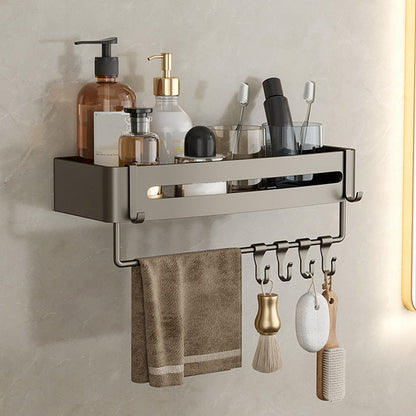 Modern Grey Bathroom Accessory Set with Aluminum Shelf