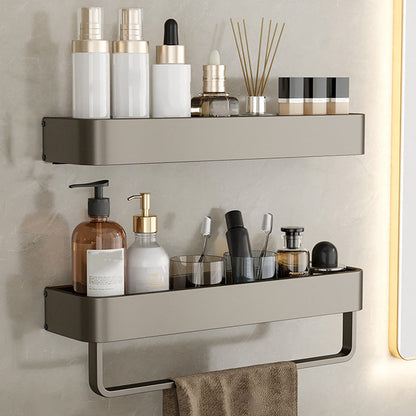 Modern Grey Bathroom Accessory Set with Aluminum Shelf