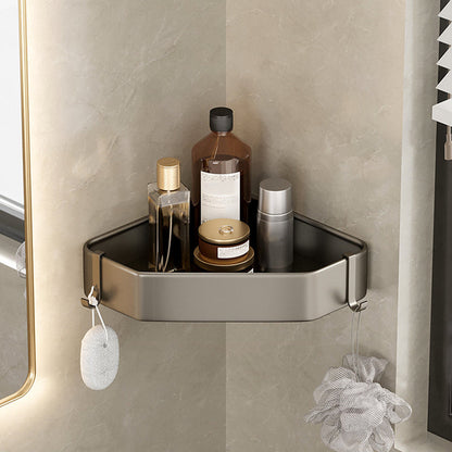 Modern Grey Bathroom Accessory Set with Aluminum Shelf