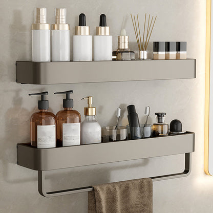 Modern Grey Bathroom Accessory Set with Aluminum Shelf