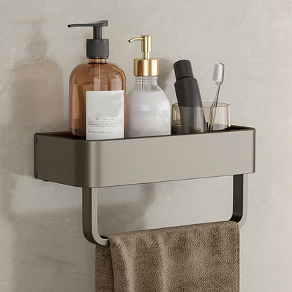 Modern Grey Bathroom Accessory Set with Aluminum Shelf