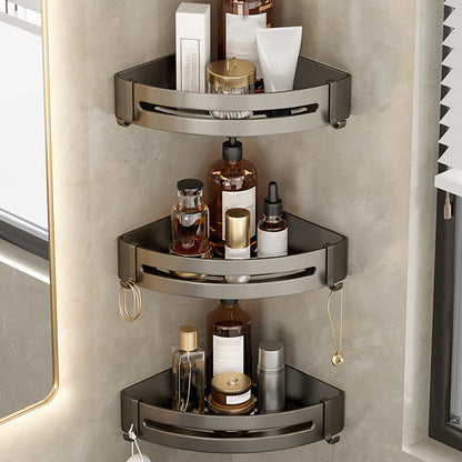Modern Grey Bathroom Accessory Set with Aluminum Shelf