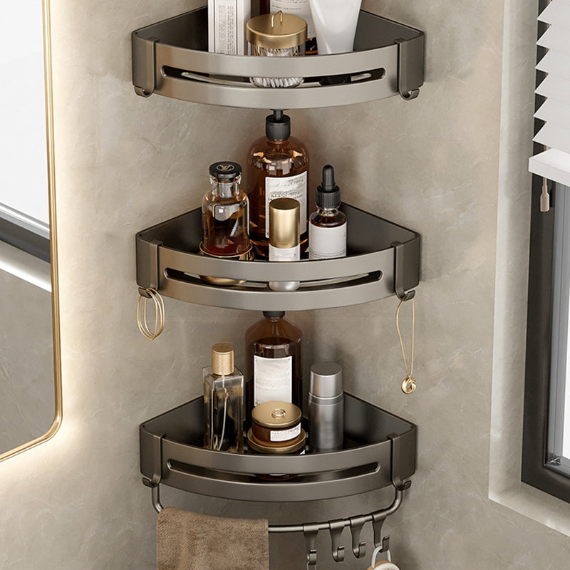Modern Grey Bathroom Accessory Set with Aluminum Shelf