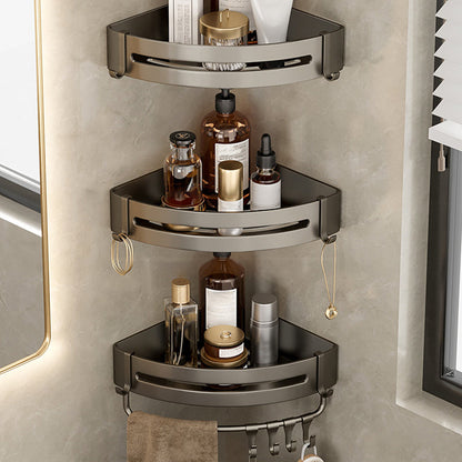Modern Grey Bathroom Accessory Set with Aluminum Shelf