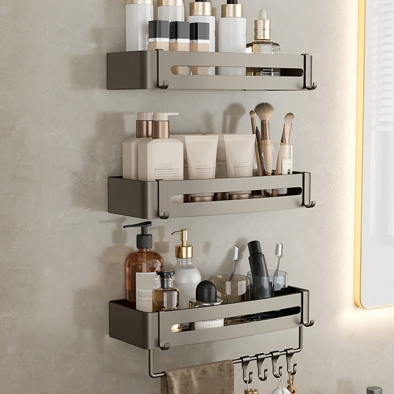 Modern Grey Bathroom Accessory Set with Aluminum Shelf