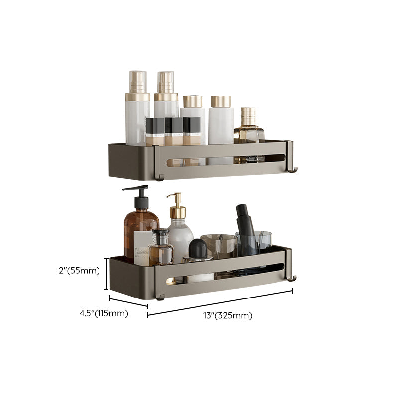 Modern Grey Bathroom Accessory Set with Aluminum Shelf