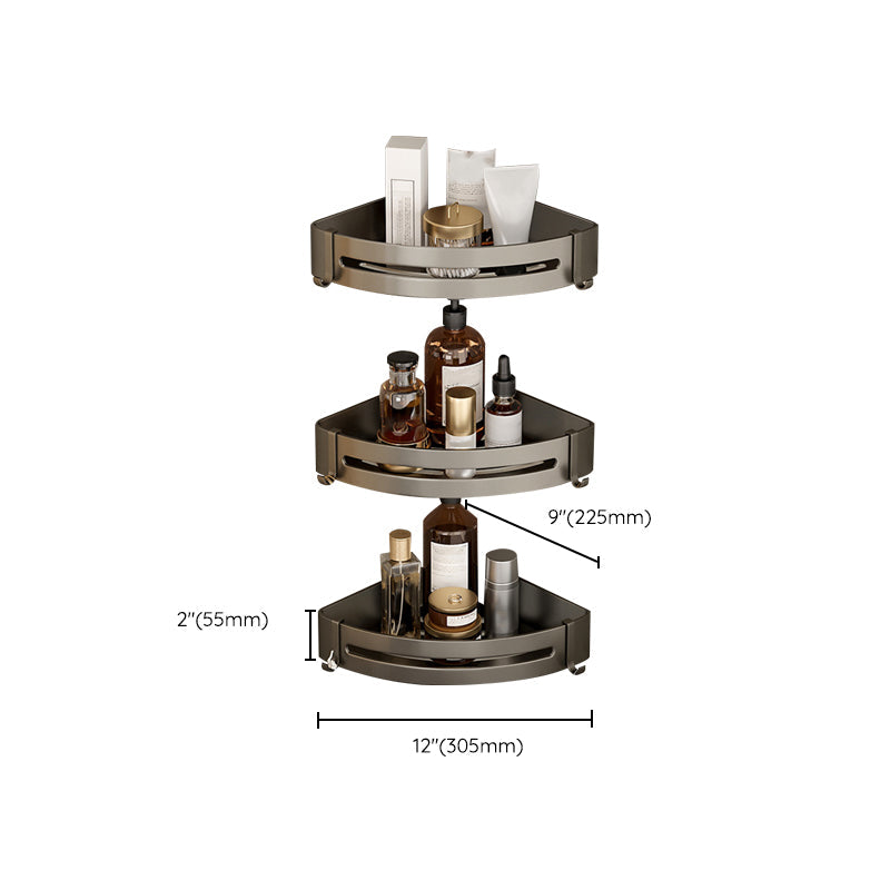 Modern Grey Bathroom Accessory Set with Aluminum Shelf