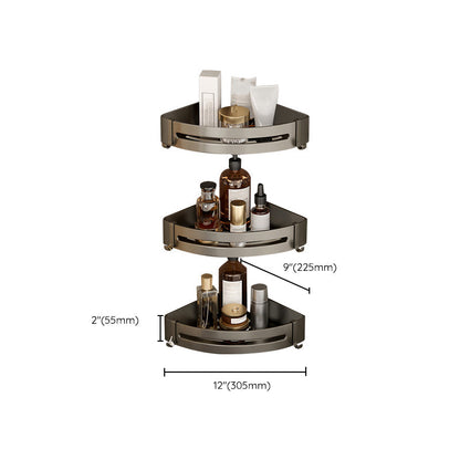 Modern Grey Bathroom Accessory Set with Aluminum Shelf
