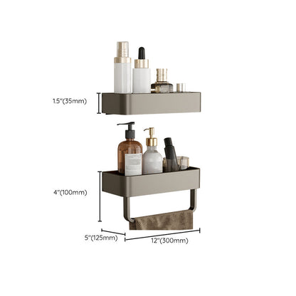 Modern Grey Bathroom Accessory Set with Aluminum Shelf