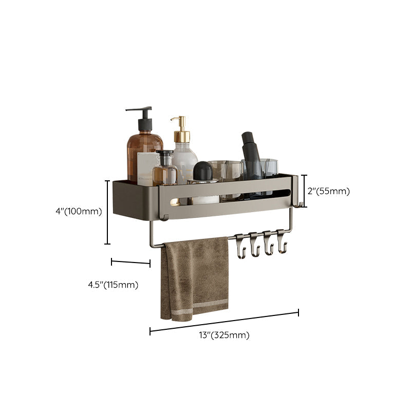 Modern Grey Bathroom Accessory Set with Aluminum Shelf