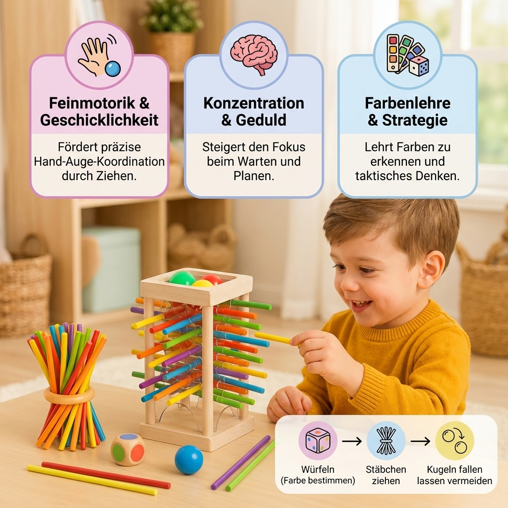 3-in-1 Wooden Ball and Stick Skill Game for Educational Play