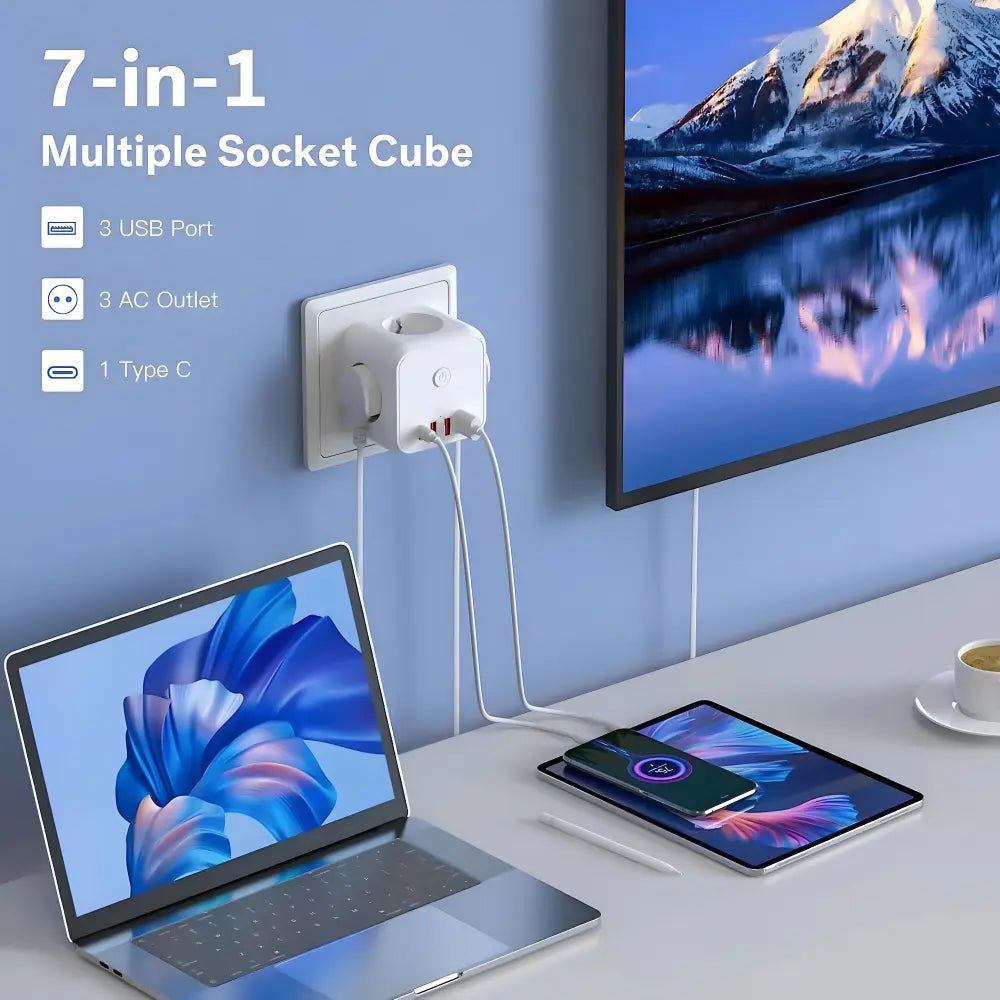 Charge Station for 7 Devices – Tidy and Cable-Free Charging