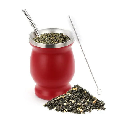 230 ml Stainless Steel Mate Cup | Double-Walled Insulation | Includes Spoon and Brush Set