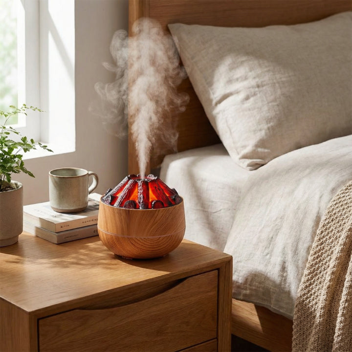 SereneMist Diffuser with Flame Illusion | 130ml Tank, USB Powered