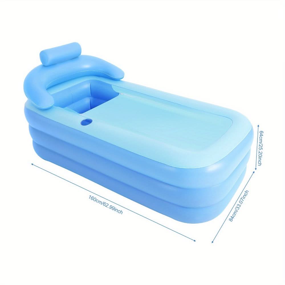 Portable PVC Bathtub with Relaxing Backrest – Foldable Design