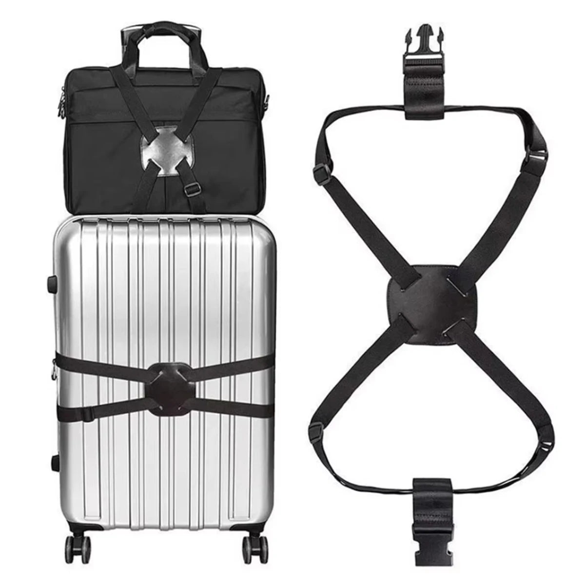 Adjustable Luggage Strap for Travel - Durable Black Polyester