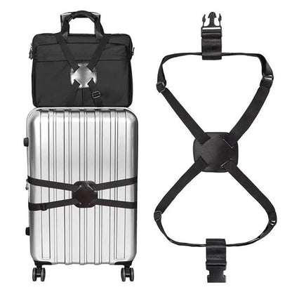 Adjustable Luggage Strap for Travel - Durable Black Polyester