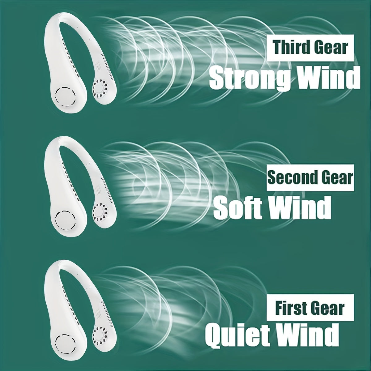 Portable Bladeless Neck Fan - Rechargeable Mini Air Cooler with 3 Speeds