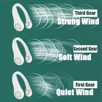 Portable Bladeless Neck Fan - Rechargeable Mini Air Cooler with 3 Speeds