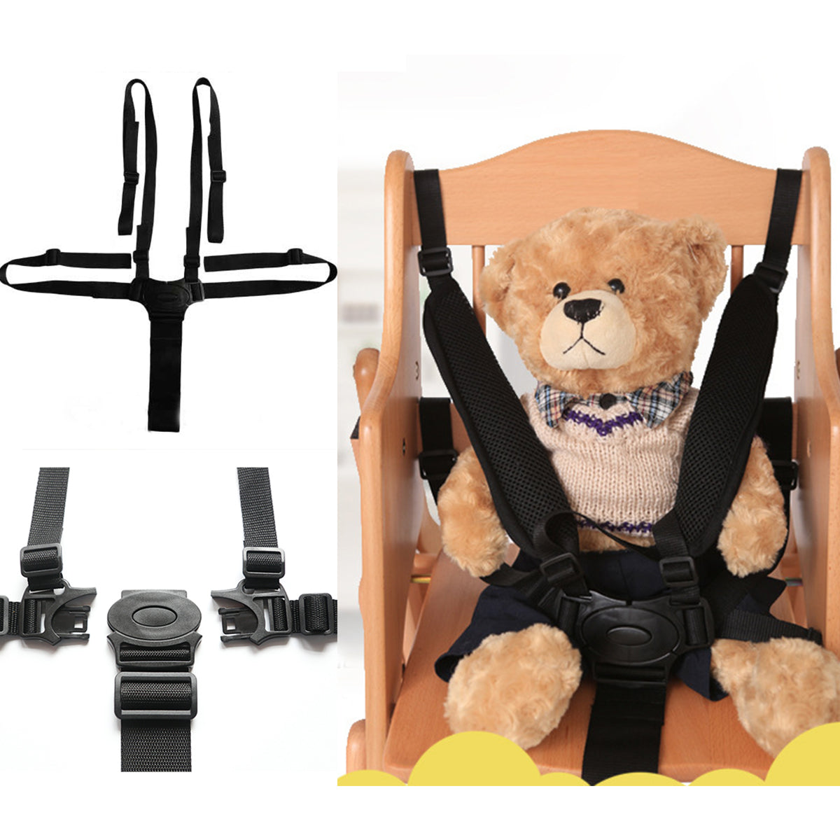 5-Point Safety Harness with Strap – Comfortable and Secure for Strollers, Buggies, and Child Seats