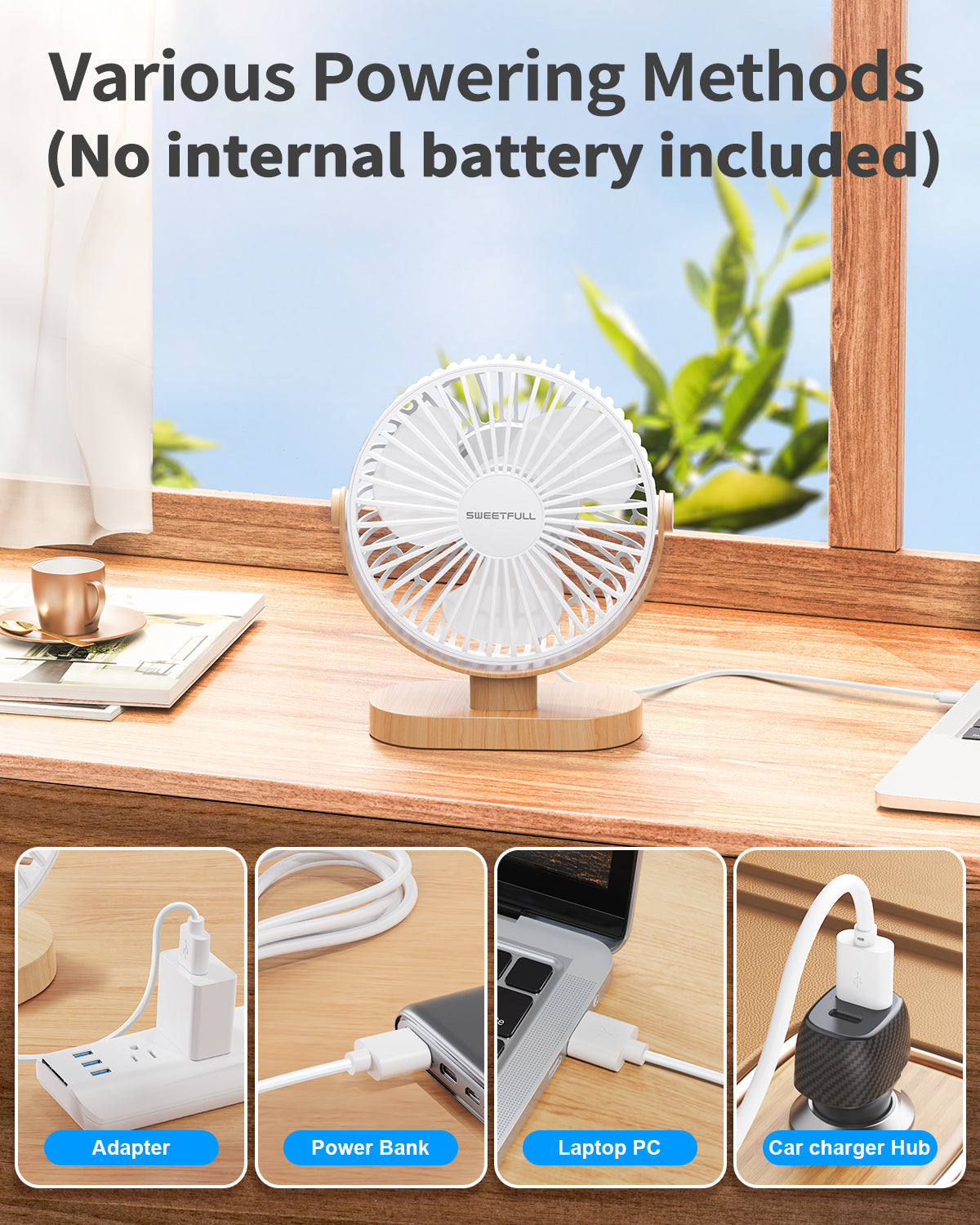 6.5 Inch Portable USB Desk Fan for Home, Office, Car, and Travel