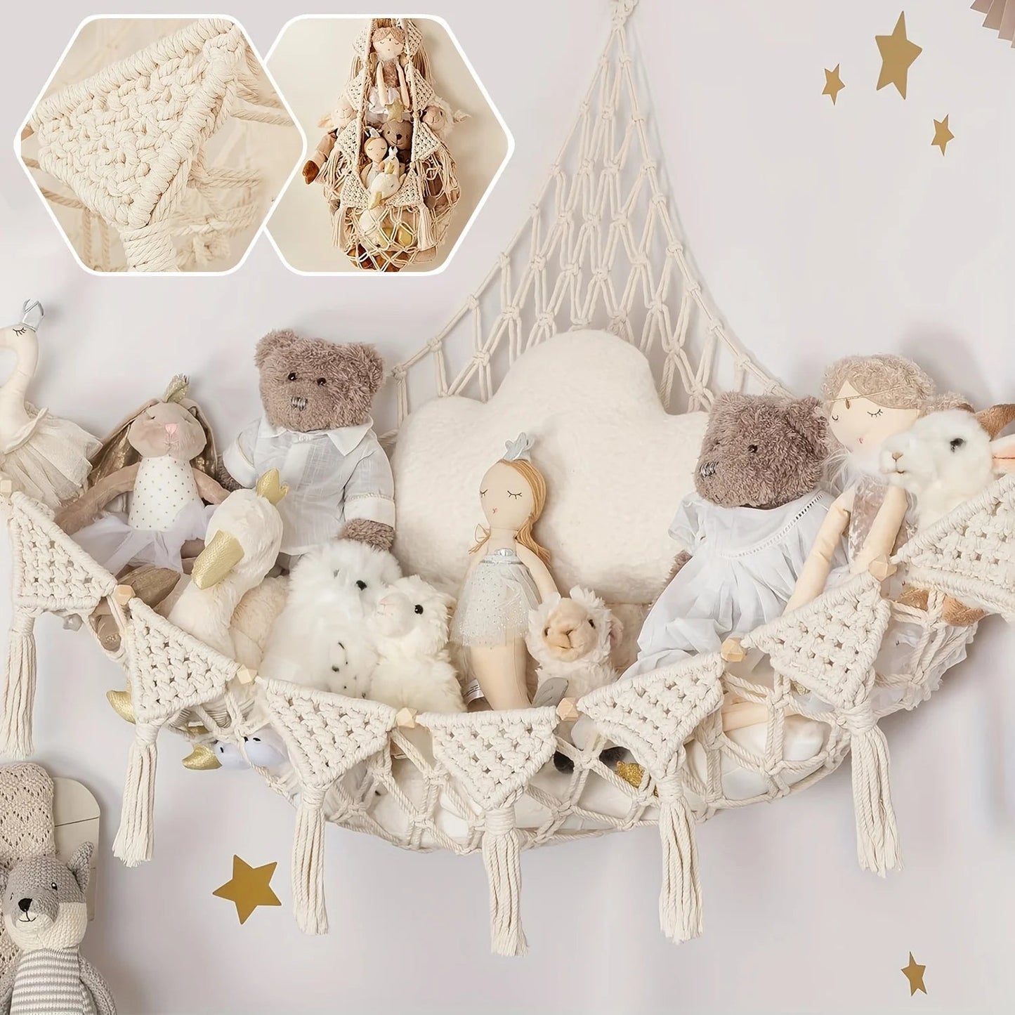 Plush Toy Hammock - Storage Net for Stuffed Animals & Dolls - Space-Saving Organizer & Nursery Decor